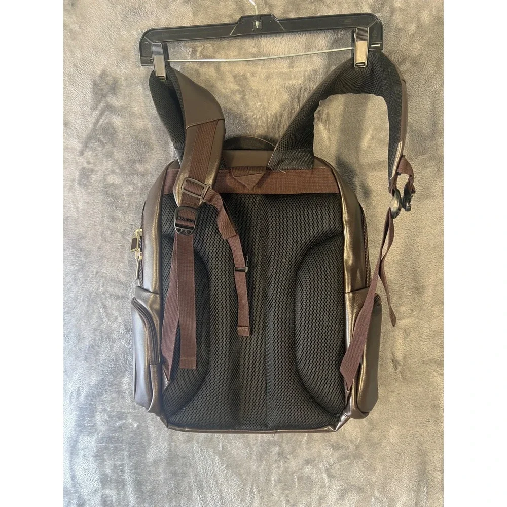 Bagagio Brown Faux Leather Multi Pocket Padded Laptop Travel Backpack Bag